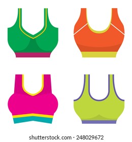 Set Of Colorful Women Sport Bra Vector Illustration