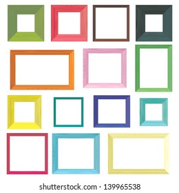 Set of colorful wooden frames