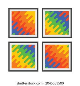 Set of colorful wooden frames. Wooden square picture frames of colorful set for your web design. Abstract colorful picture frames on vintage background. Vector set of color photo frames on the wall.