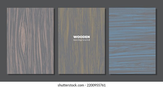 Conjunto de textura de madera colorida. Colección de fondo vectorial del suelo laminado con venas de madera