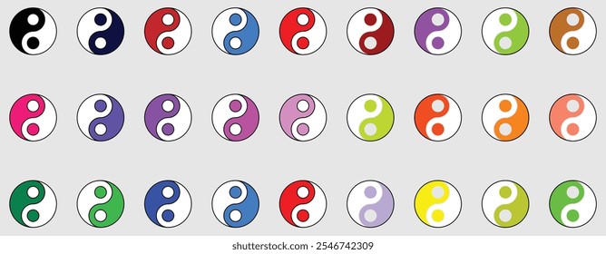 Yin Yang símbolo de equilíbrio e harmonia. Ícone Yin Yang no fundo branco. Conjunto Yin-Yang de simples ícones vetoriais simples coleção para web e apps