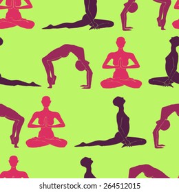  Set of colorful yoga figure.