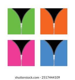 A set of colorful zippers illustration. Editable EPS 10 vector graphic isolated on white background.