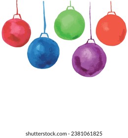 Set of colorfull Christmas ball on white background. Template for greeting card, postcard, print. Vector illustration.