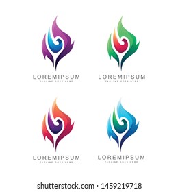 Set of Colorfull Flame Logo Design Vector