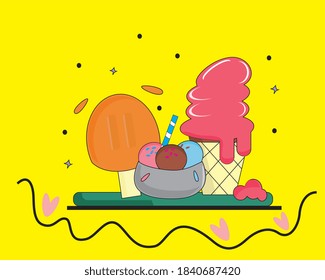 a set colorfull ice cream vector