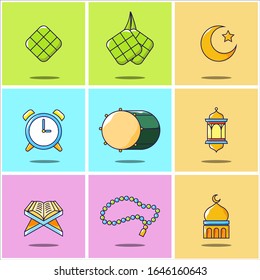 set of colorfull islamic icon, arabic, muslim, ramadan kareem