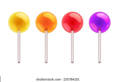 Set of colorfull lollipops isolated on white