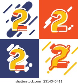 conjunto de plantillas coloridas número dos, ilustraciones vectoriales aisladas en fondo blanco, azul y naranja. Gráfica colorida número dos plantillas de logotipo - moderno abstracto, dinámico