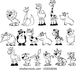 Set of coloring animals - vector