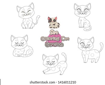 Set Coloring the Cute Cartoon Cat. Educational Game for Kids. Vector illustration With Cartoon Funny Animal Frame