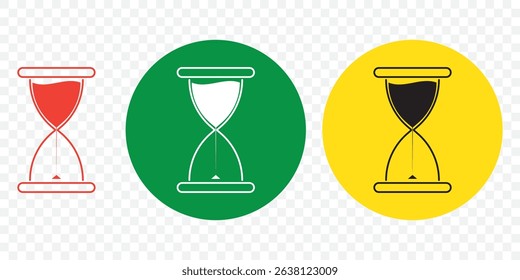 Set of coloring Hourglass line icon. Sandglass icon set. Hourglass icon. Sandglass illustration. Sand clock line icon. Editable stroke. Stock vector illustration on Transparent Background. EPS 10.