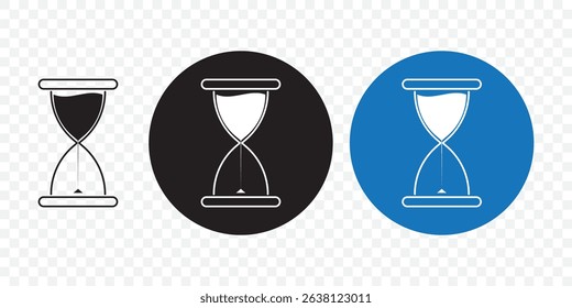 Set of coloring Hourglass line icon. Sandglass icon set. Hourglass icon. Sandglass illustration. Sand clock line icon. Editable stroke. Stock vector illustration on Transparent Background. EPS 10.