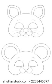 Set of coloring masks of animal characters for children. Squirrel and bear mask.