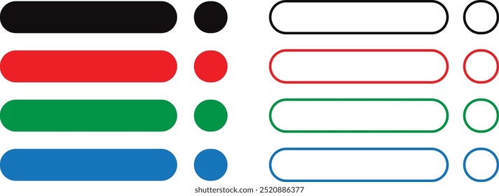Conjunto de Ilustración vectorial de iconos de menú de Sitio web para colorear.