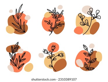 A set of colors with an abstract background in a modern fashionable style. Abstraction in boho style. Vector for the concept of beauty, print on a T-shirt, postcard, poster