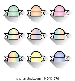 Set of colors Badge and ribbon, vector illustration