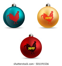 Set. Colors Christmas balls New Year 2017 vector illustration
