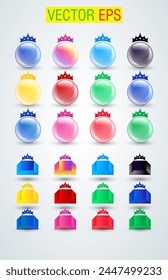 Set of colors different shapes. Five stars glossy colors. Realistic 3d design cartoon style