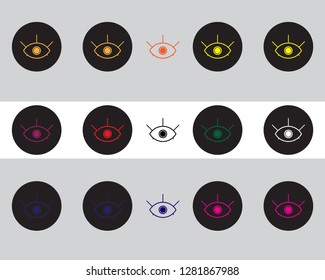 set colors of eye line icons. Simple pictograms pack. Stroke vector illustration on a other background. Modern style colors icons collection. 
