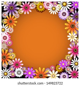 a set of colors on a orange background
