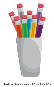 set of colors pencils school in holders