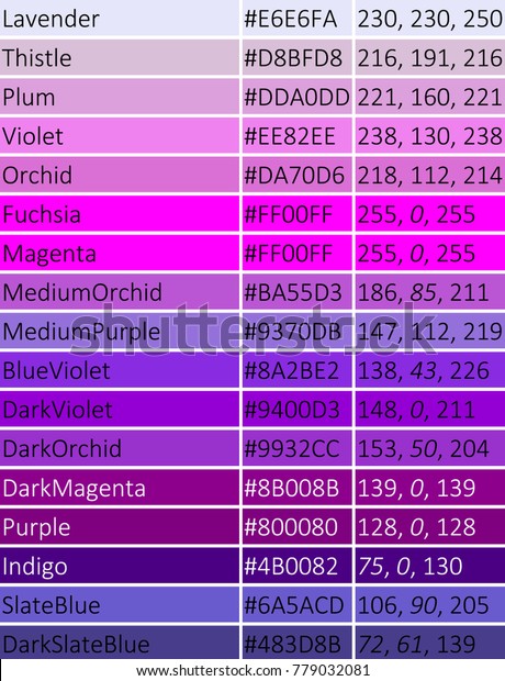 Set Colors Shades Purple Stock Vector Royalty Free 779032081