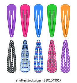 set colors snap barrettes isolated