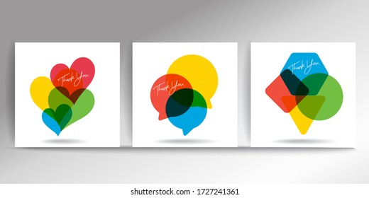 Set of colors speech bubbles in form of heart and geometric,This image contains transparency, Vector EPS10.