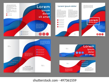 Set of colort brochure template with abstract lines and waves