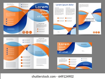 Set of colort brochure template with abstract lines and waves