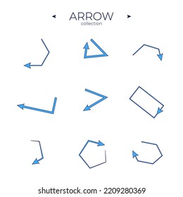 Set of colour arrows. Arrows vector collection. Abstract minimalistic patterns. Curly and wave orientation. Vector navigation