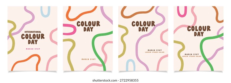 Conjunto de cores Posters dia com linhas onduladas abstratas brincalhão