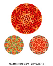 set of Colour decorative design element with a circular pattern. Mandala. Vector illustration