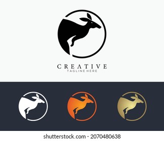 Set of colour kangaroo icon in circle line, logo design template