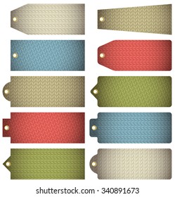Set of colour  label with knitwear texture, vector illustration