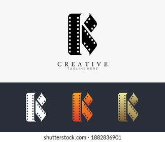 Set of colour letter B logo for strip film vector illustration