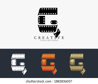 Set of colour letter G logo for strip film vector illustration