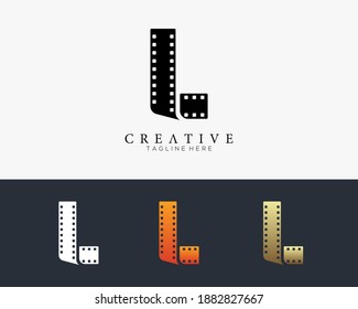 Set of colour letter L logo for strip film vector illustration