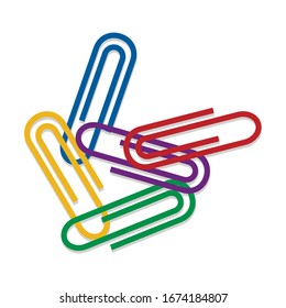 Conjunto de clips de papel de color aislados en fondo blanco, ilustración vectorial