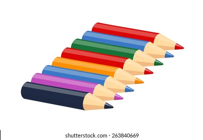 Set of colour pencils for drawing. Eps10 vector illustration. Isolated on white background