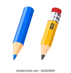 Set of colour pencils for drawing. Eps10 vector illustration. Isolated on white background