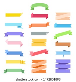 Conjunto de etiqueta de cinta de color en Vector de estilo plano