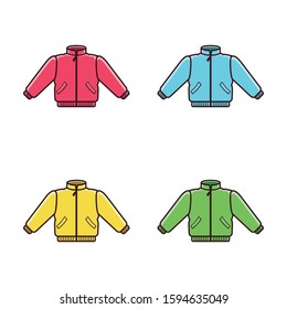 set of colour winter blazer in white background