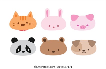 Set of coloured animal vector illustrations