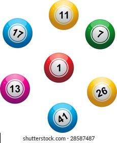 Set Of Coloured Bingo Balls On A White Background