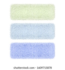 Set of coloured clean terry towels isolated on a white background. 3d realistic spa cotton towels for hotel bathroom hygiene or sauna. Three white rolled folded fluffy terry towels. Vector