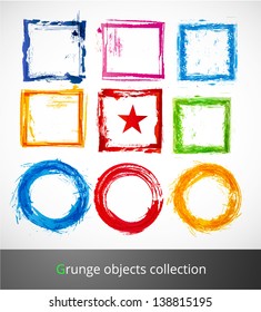 Set of coloured grunge elements for your design. Vector illustration.