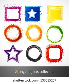 Set of coloured grunge elements for your design. Vector illustration.