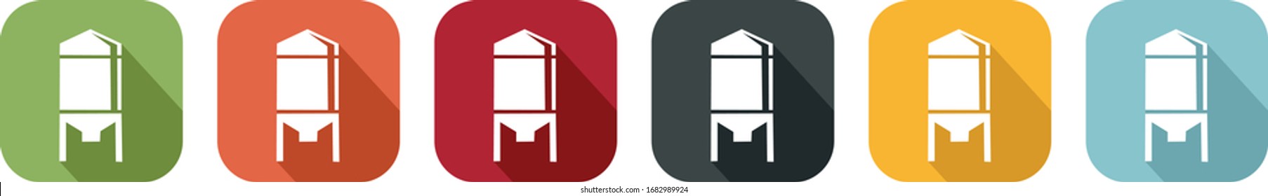 Set of coloured icons of silos